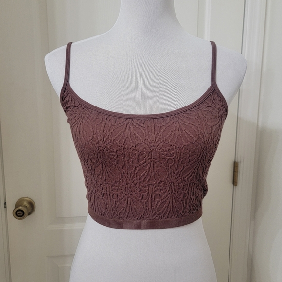 PacSun Size S Brown Textured Cropped Tank Top, NEW with Tags - Picture 1 of 12